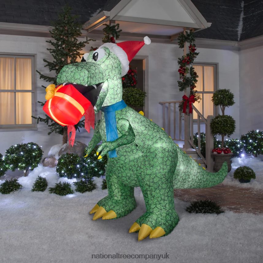 decoration | National Tree Company Inflatable Tyrannosaurus Rex with Gift LED Lights Plug In Christmas Collection 95 Feet F2L4F663